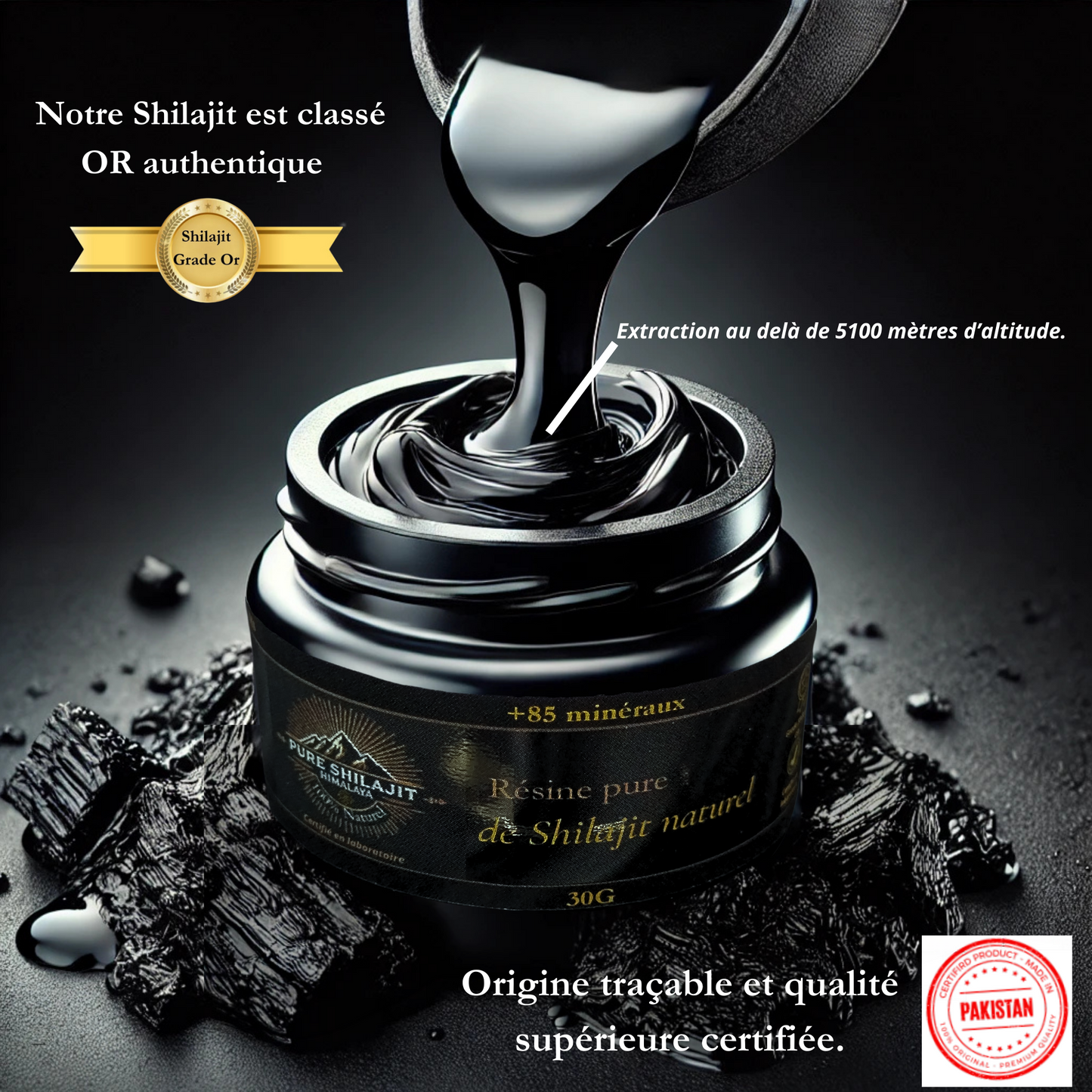 Résine pure de Shilajit naturel 30g